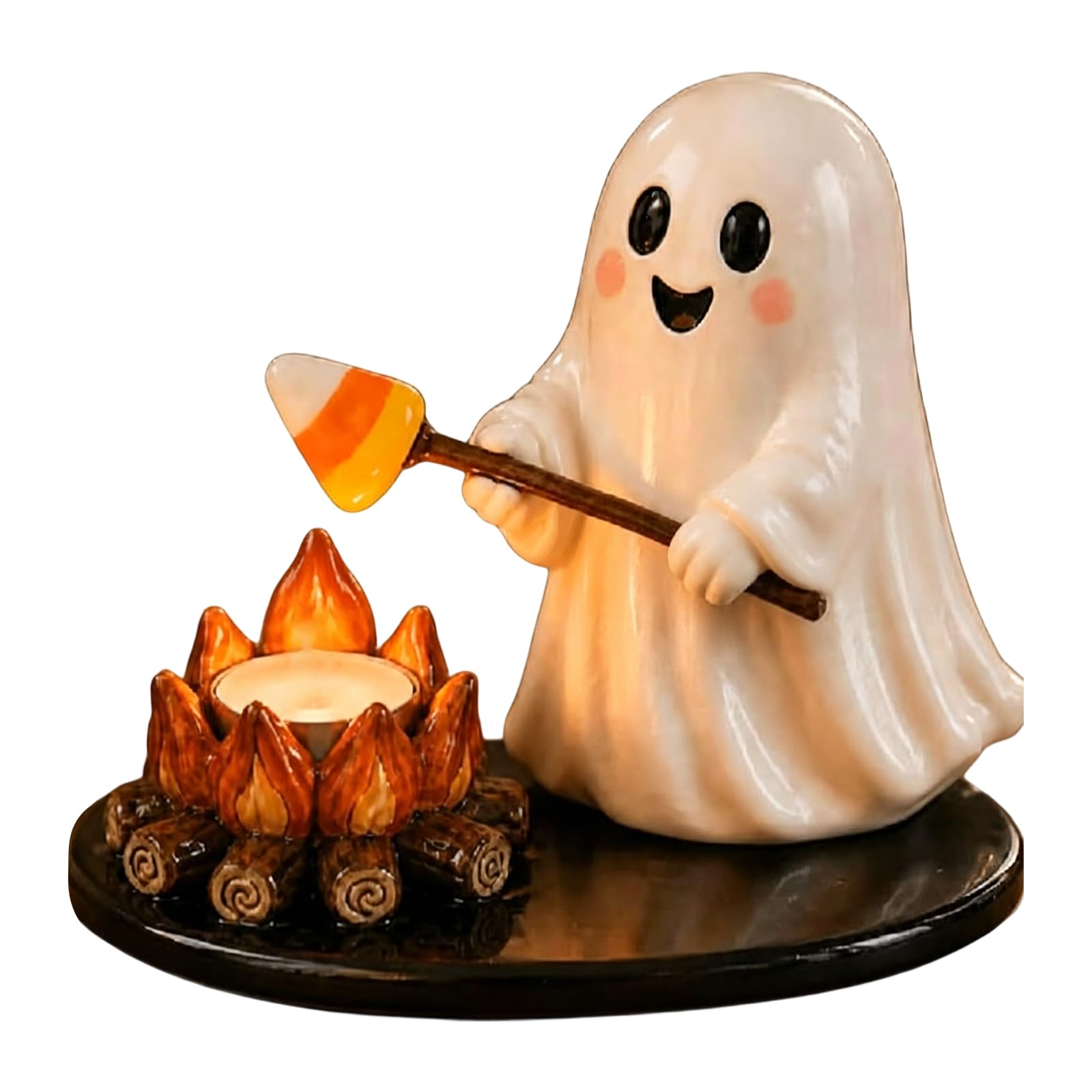 Pangboer B Tabletop Halloween Tea Light Holder Resin Figurine, Shelf Mantel Decor Statue, Fall Entryway Indoor Home Decor Halloween Holder Resin Tea Light Figurine Tabletop Mantel Shelf Entryway Fall Home