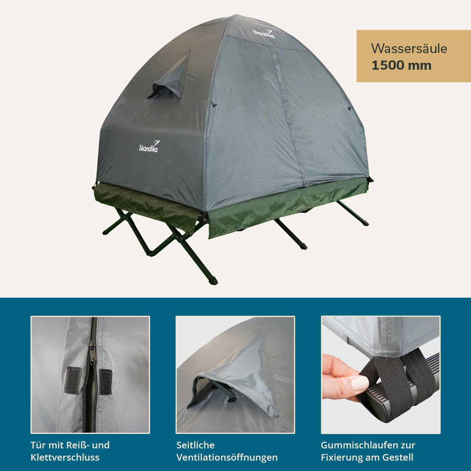 Skandika Regenhaube für Zeltliege Haug | separater Regenschutz, wettergeschützte Ventilationsöffnungen, einfache Befestigung, 1.500 mm Wassersäule | Regenhülle