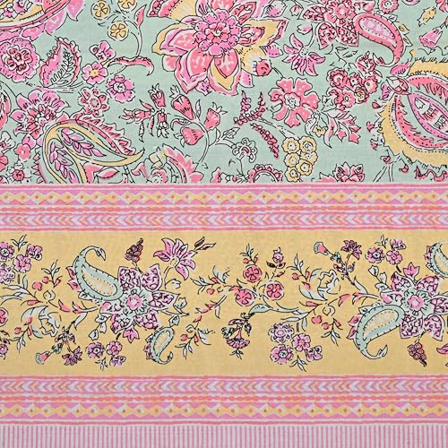 Image of 100% Cotton Single Bedsheet with 1 Pillow Cover | 240 TC Pure Cotton Flat Bed Sheet | Traditional Jaipuri Printed Bedding Set | Soft & Breathable | 60 x 90 Inch (Kaya Single 30)