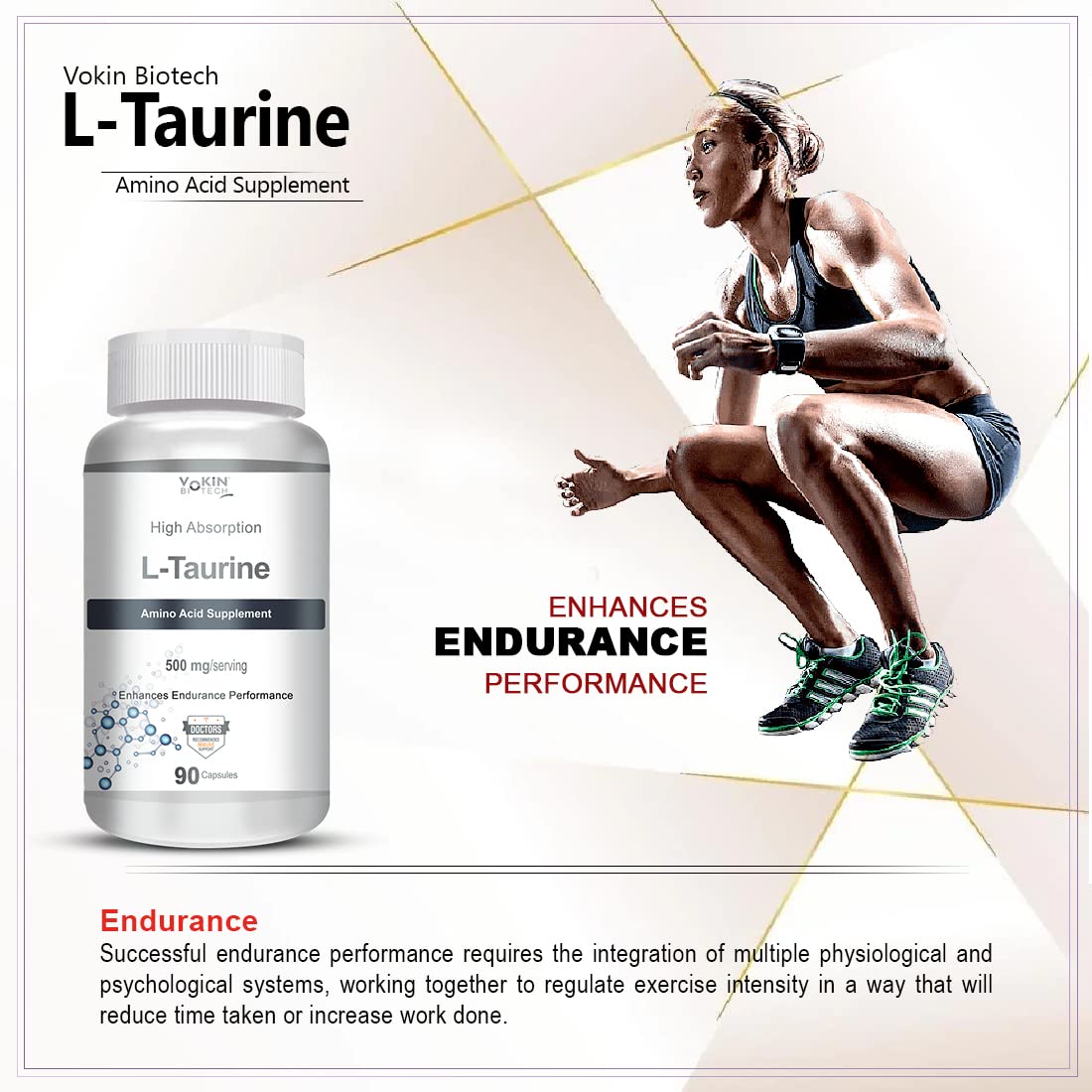 Vokin biotech L-Taurine - Amino Acid Supplement - 500mg (90 capsules) - Image 7 thumbnail