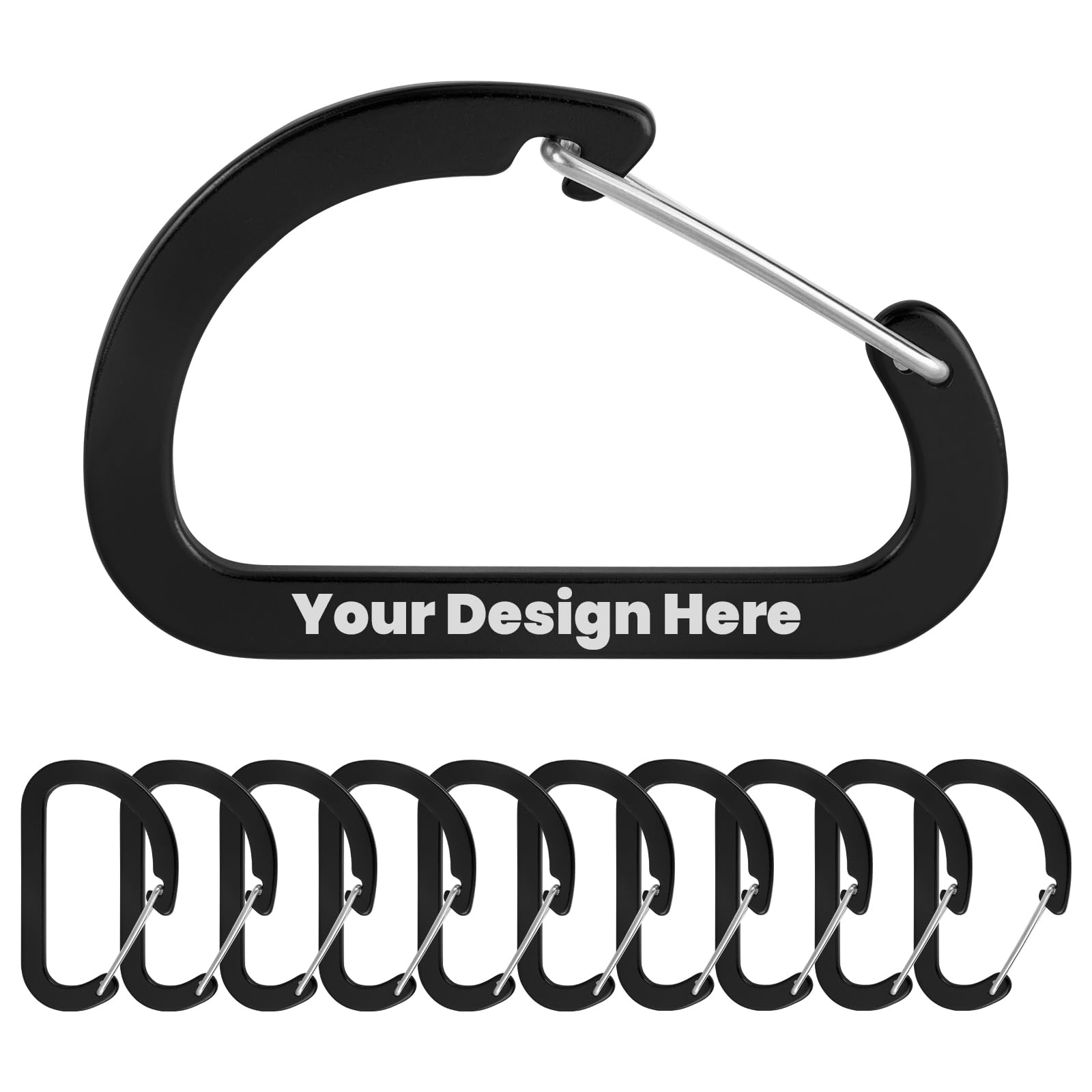 Aspire 10 Pack Custom D-Ring Carabiners Clips Engraved Wiregate Hook Clip