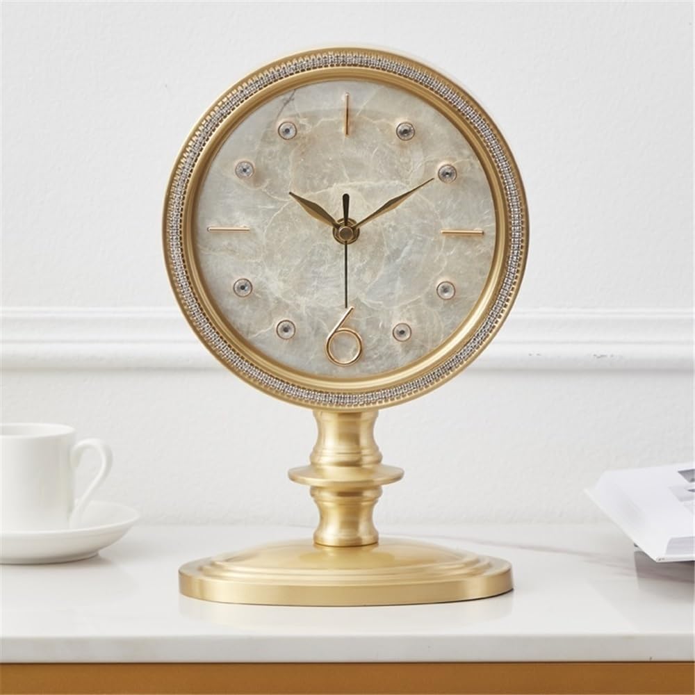 Décorative Horloge de Table de Bureau en Laiton avec Pendule, Horloge de Grande Valeur, Ornement créatif pour Bureau Chambre Table