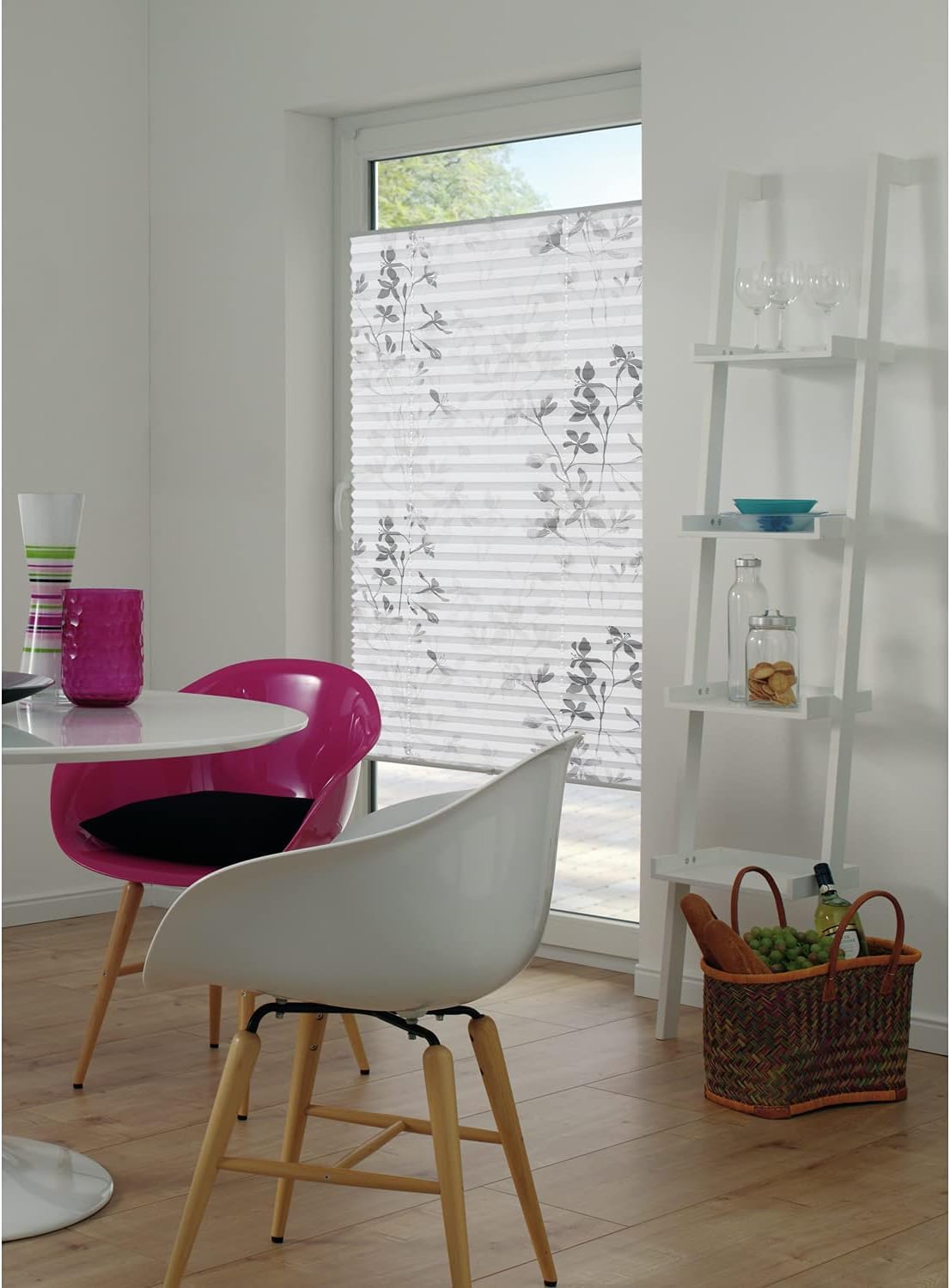 GARDINIA 2er-Set Plissee ohne Bohren, Blickdicht, Lichtdurchlässig, Einfach in der Breite kürzbar, Bella Falt-Plissee, Weiß, 60 x 130 cm BZW. 70 x 130 cm (BxH)