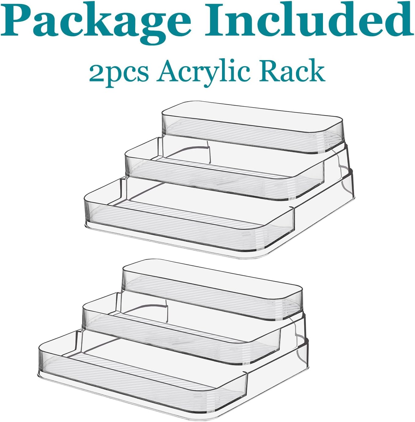 2pcs Acrylic Rack, No Assembly Clear 3 Tier Condiment Bottle Shelf Vanity Organizer for Cabinet Kitchen Bathroom