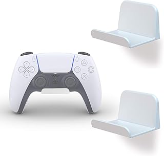 sciuU Supporto da Parete per Controller / Cuffie , [Set di 2] Gancio Adesivo 3M, Accessori Universali Appendi Cuffie per Game Gamepad di PS5 / PS4 / XBox / Nintendo, Senza Viti, Bianco