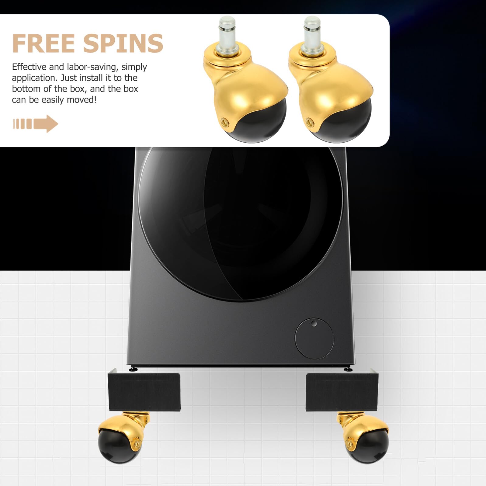 Rotelle per Mobili Multifunzione 2 Pollici in Pp 18k Oro, Ruote Girevoli Silenziose a Sfera 360°, Resistenti All’usura, per Sedie da Ufficio e Arredamento Domestico (4 Pezzi