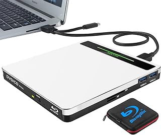 NOLYTH External Blu Ray Drive USB 3.0 Type-C Bluray Burner with SD/TF/USB Slots Portable BD Player Read/Write Blu-ray CD DVD Drive for Laptop PC Mac Windows MacBook Desktop