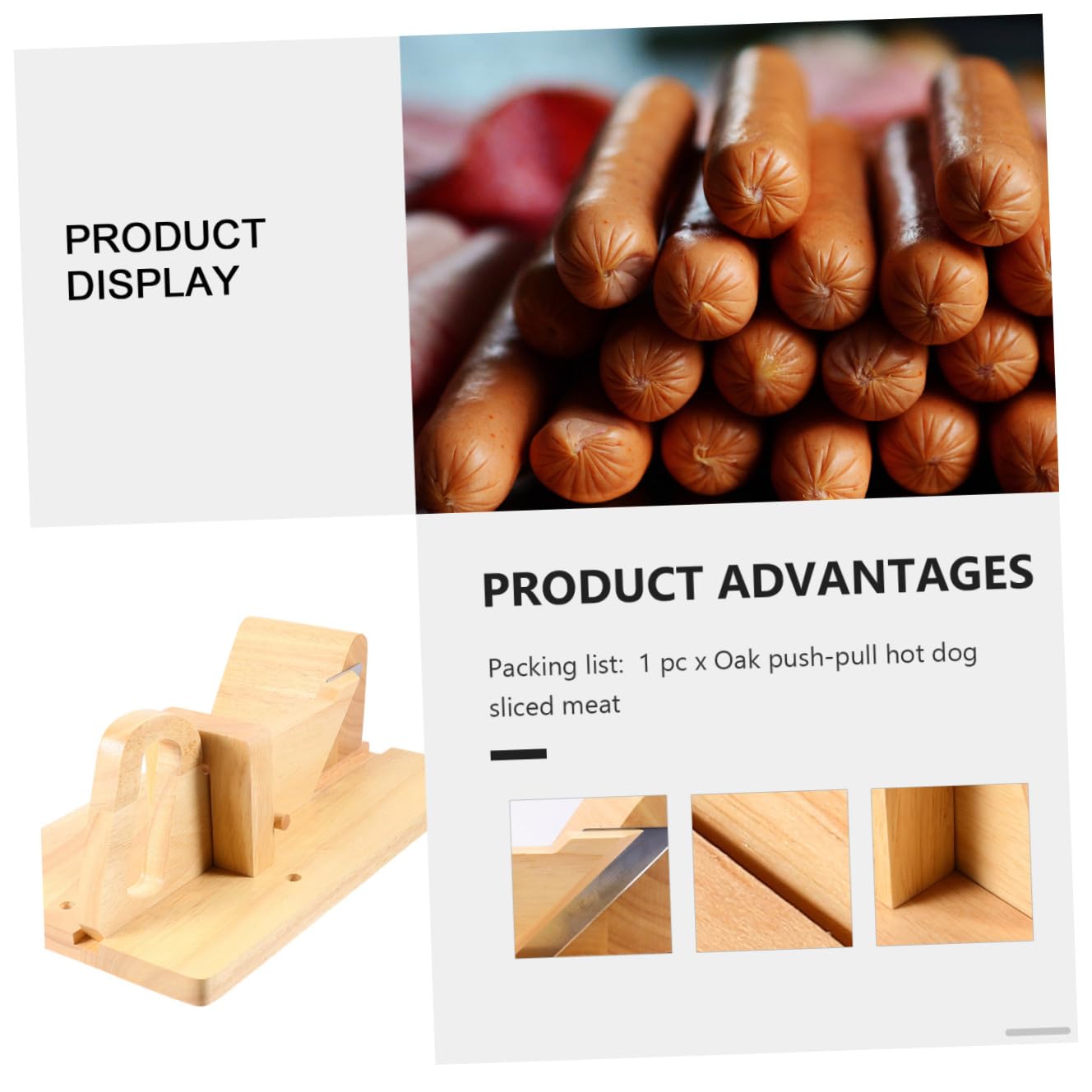 Holz Wurstschneider Mit Manuellem Schneidwerkzeug Saftiger Aufschnitt Hot Dog Cutter Einstellbare Schnittstärke Langlebiges Küchen Gadget Für Präzises Fleischschneiden