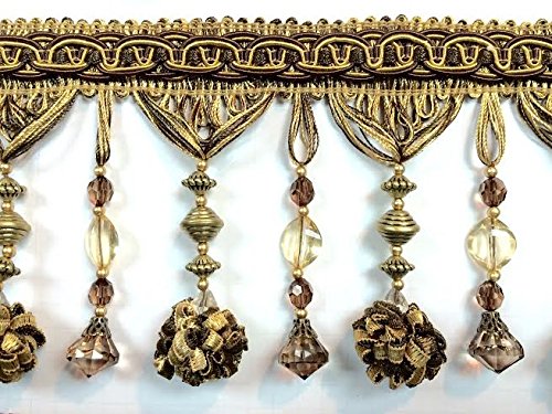 4.5" Pom Pom Beaded Tassel Fringe By The Yard Tf-45/19-15 Pink & Green #TOP3