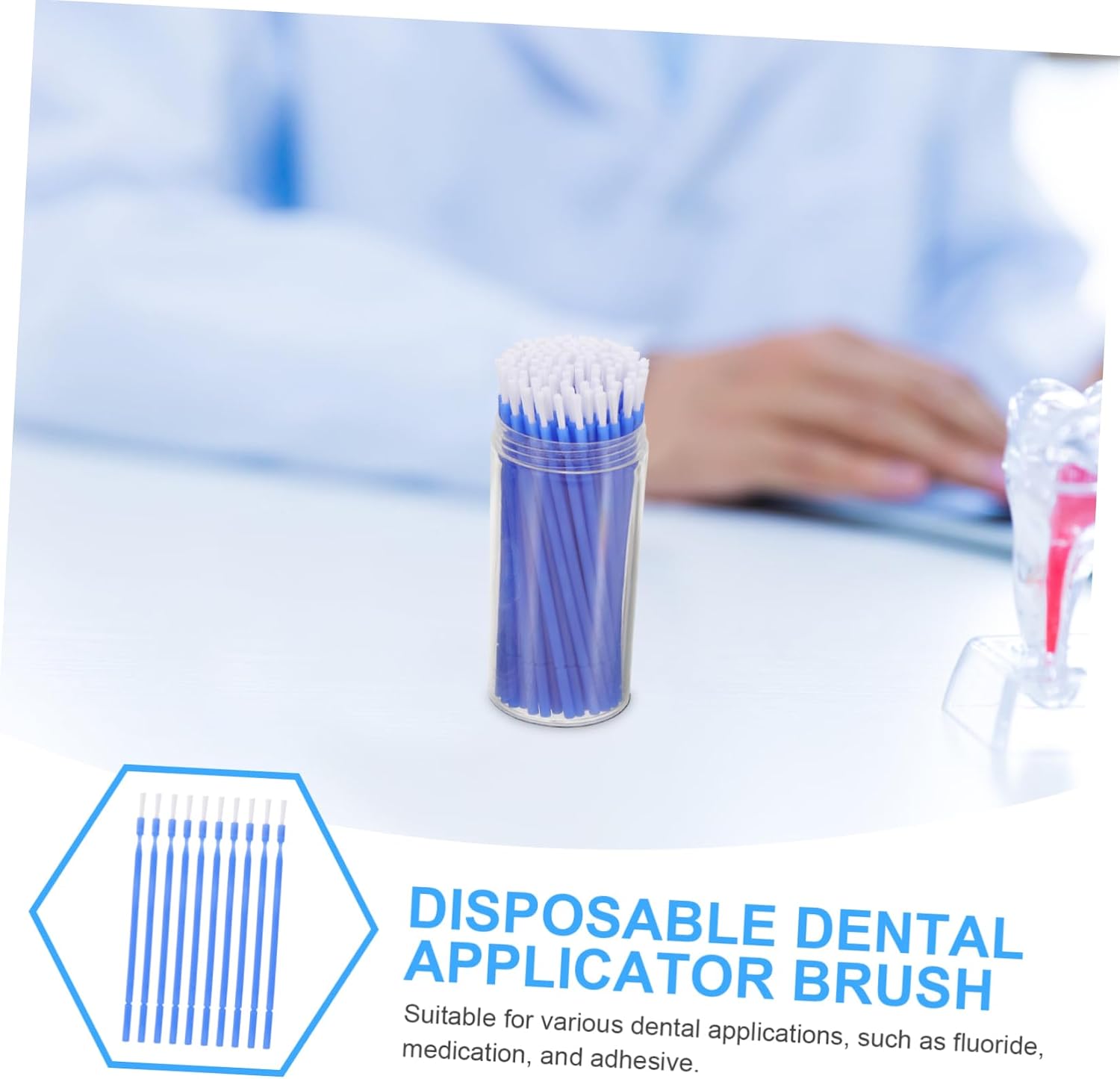 100pcs Disposable Micro Applicator Brush for Treatment Lightweight Easy Use Safe Hygiene Tool for Teeth Packaging