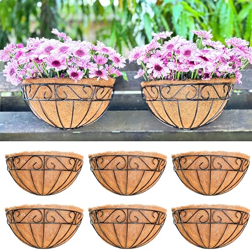 LaLaGreen Wall Hanging Planters, 6 Pack, 12 Inch Balcony Flower