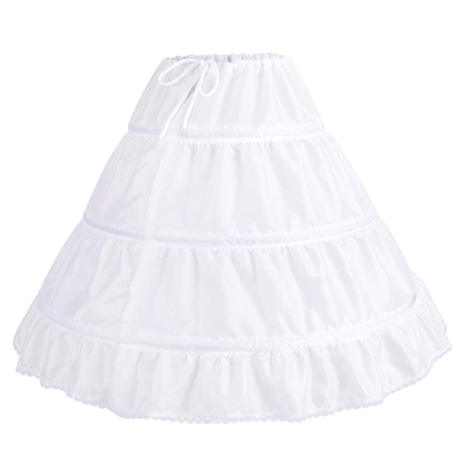 Odizli Jupon jupon jupe crinoline blanche enfant fille 3 anneaux longue bouffante jupe tulle fille fleur princesse robe