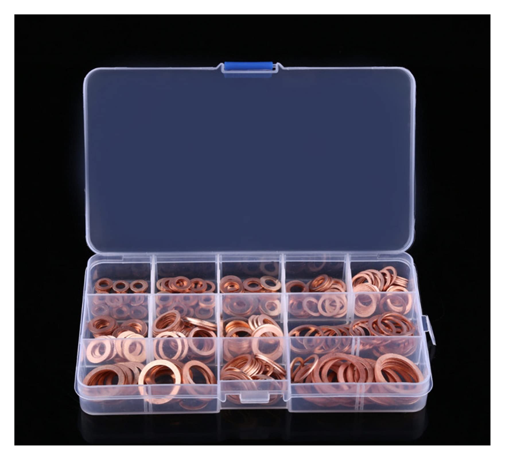 Arandela 280 Piezas Juego de Juntas de arandela de Cobre Surtidas Profesionales Kit Surtido de Sellos de Anillo Plano M5-M20 con Caja para Accesorios de Hardware Varios hogares (mostración d
