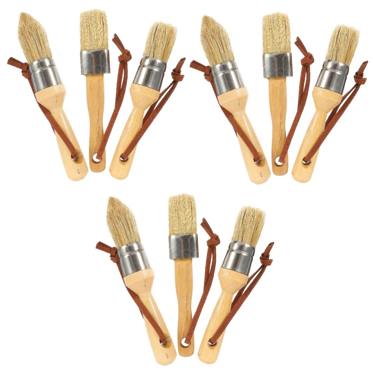 Operitacx 9 Pièces Brosse Ronde en Hêtre Pinceau pour Meubles Pinceau De Ménage Brosse à Cire Ronde Aquarelle Mural en Bois se à Cire pour Meubles x Vernis Majeur