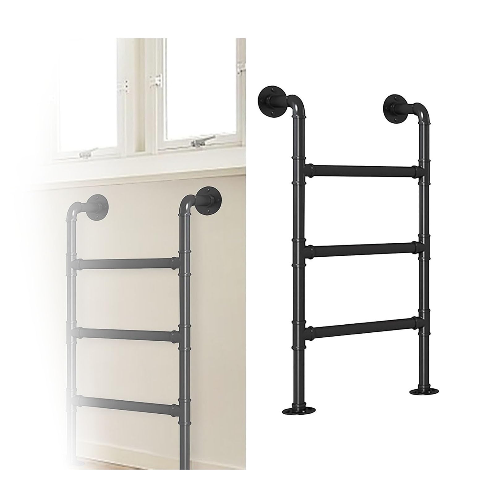 IEOWY Double Bunk Bed Ladder, Wrought Iron Industrial Pipe, Suitable for Exits, Attics, Lofts, RVs, Patios