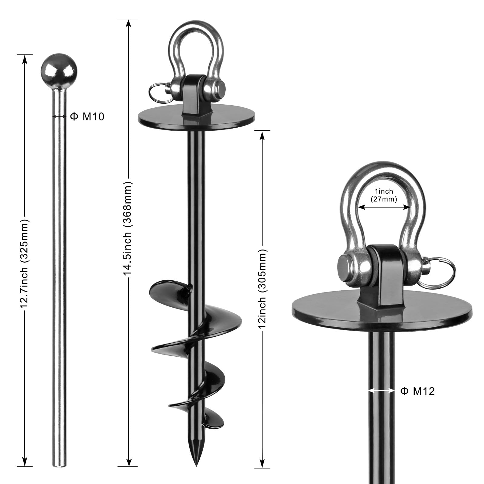 SELEWARE Piquet d'attache d'extérieur antirouille pour Chiens de Grande Taille pesant jusqu'à 100 kg, piquets Pliables pour Chien, matériel de Camping, Tige torsadée Incluse