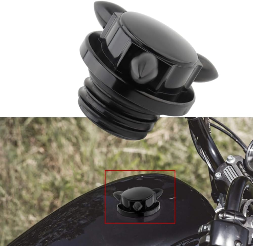 MACHSWON Fuel Tank Cover Trim Oil Gas Cap Exterior, Aluminum Alloy Bullet Fuel Gas Tank Cap, Clockwise Fuel Filler Door Housing, Compatible with Harley Sportster (XL) 1996-Up, Chrome