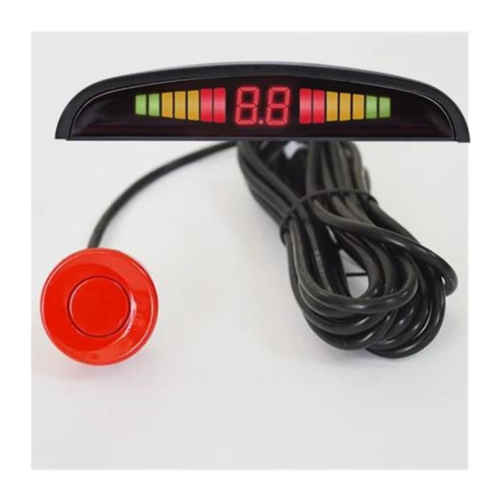 Kit Sensor Estacionamiento Radar Marcha Atrás Trasero para Coche Pantalla Retroiluminada Interruptor Detector Monitor 4 Sensor De Aparcami(Rojo)