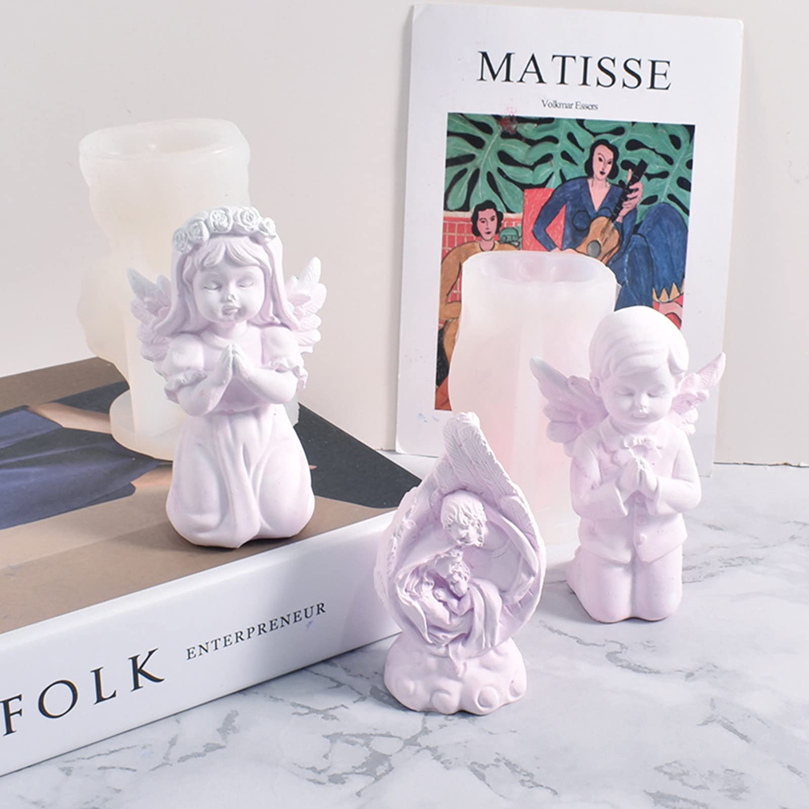 2 Moules En Silicone 3D En Forme D'Ange - Pour Résine, Chocolat, Bougies, Savon DIY - 3