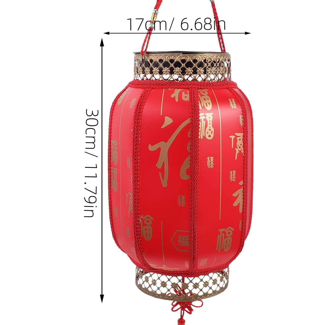 Lanterne solari da appendere, lanterne rosse fortunate con personaggi fu, per esterni, decorazione per patio, cortile, sentiero, giardino