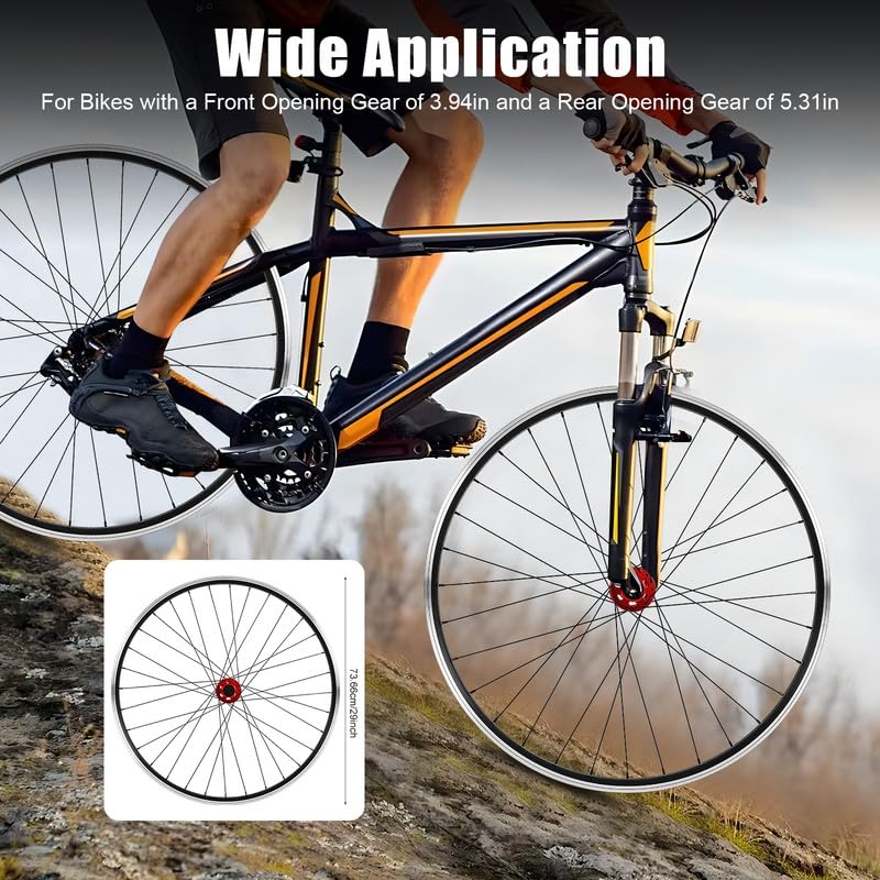 29 pollici MTB ruota anteriore e posteriore per freno a disco, sgancio rapido 100/135 mm, cerchione in alluminio nero con mozzo rosso, cassetta compatibile 7-12 volte