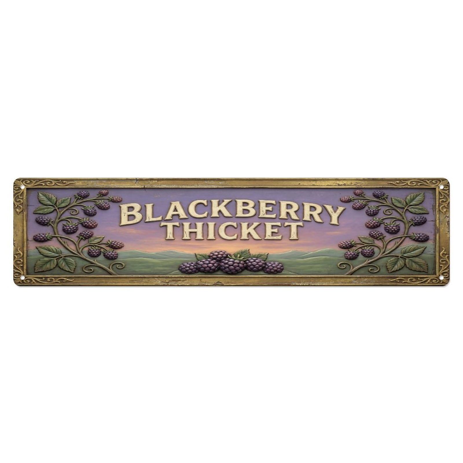 Fqcyn Style Metal Tin Sign Vintage Cottagecore Garden Blackberry Thicket