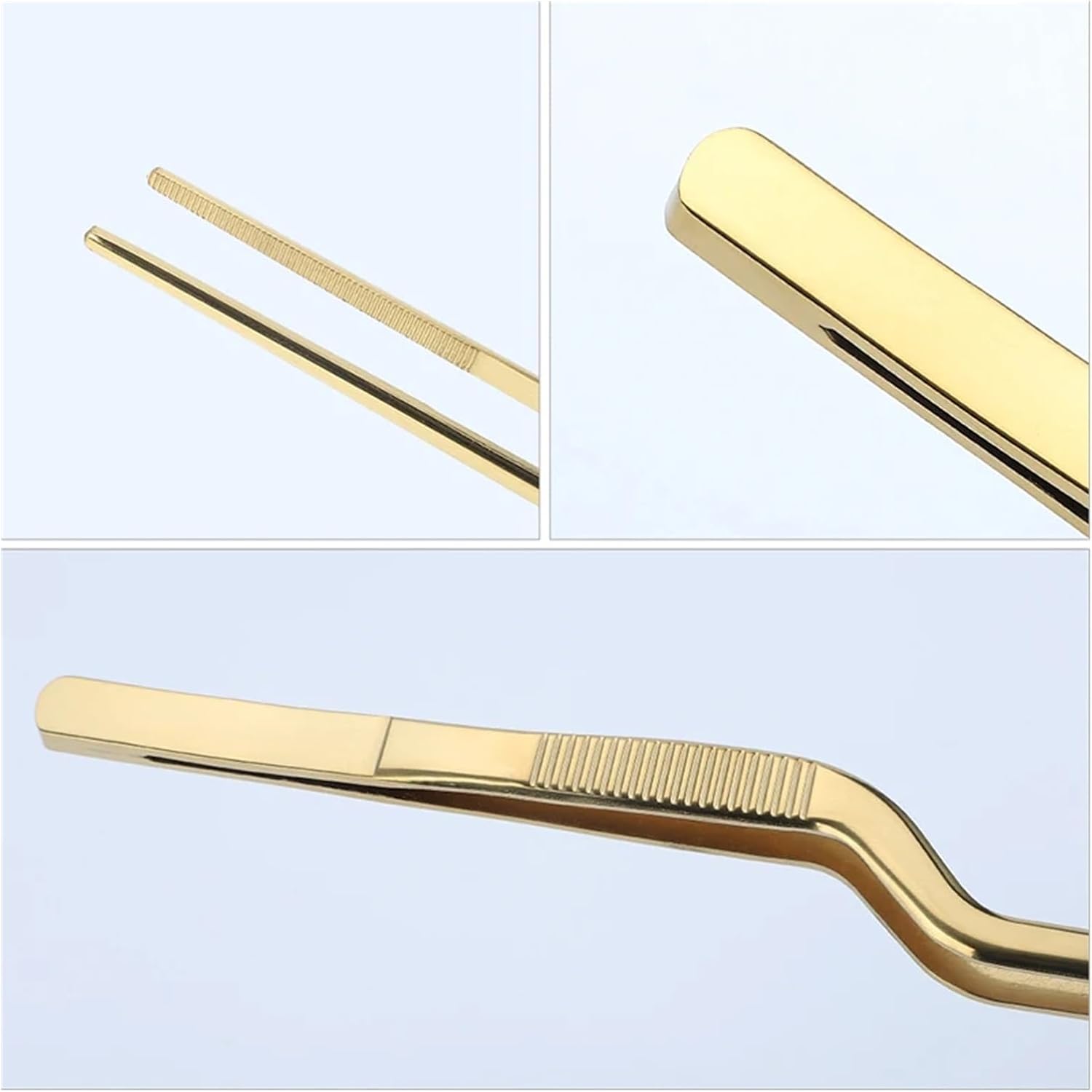 BBQ Tongs, BBQ Colorful 6/8/12-Inch Kitchen Tongs Stainless Steel Culinary Precision Tweezer BBQ Tongs Food Styling Baking Decor Accessories(12-Inch Rosegold)