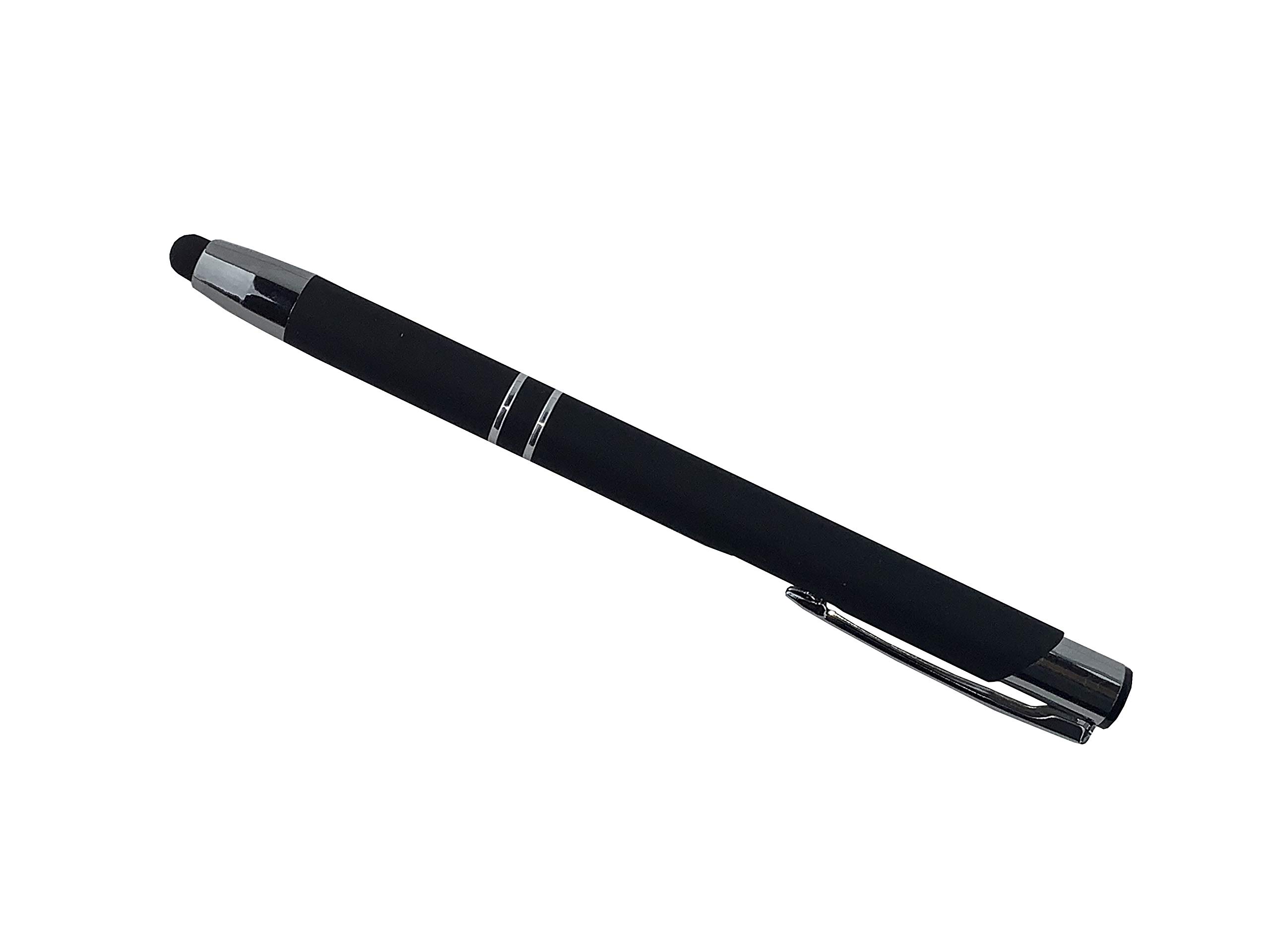 E&A Capacitive Stylus Black Ink Ballpoint Pen 2-in-1 Styli Touch Screen Pen with Rubber Tip for iPads, Tablets, iPhones, Samsung Galaxy Note/Tab, HP, Kindle Fire, Apple, LG&HTC (Black)