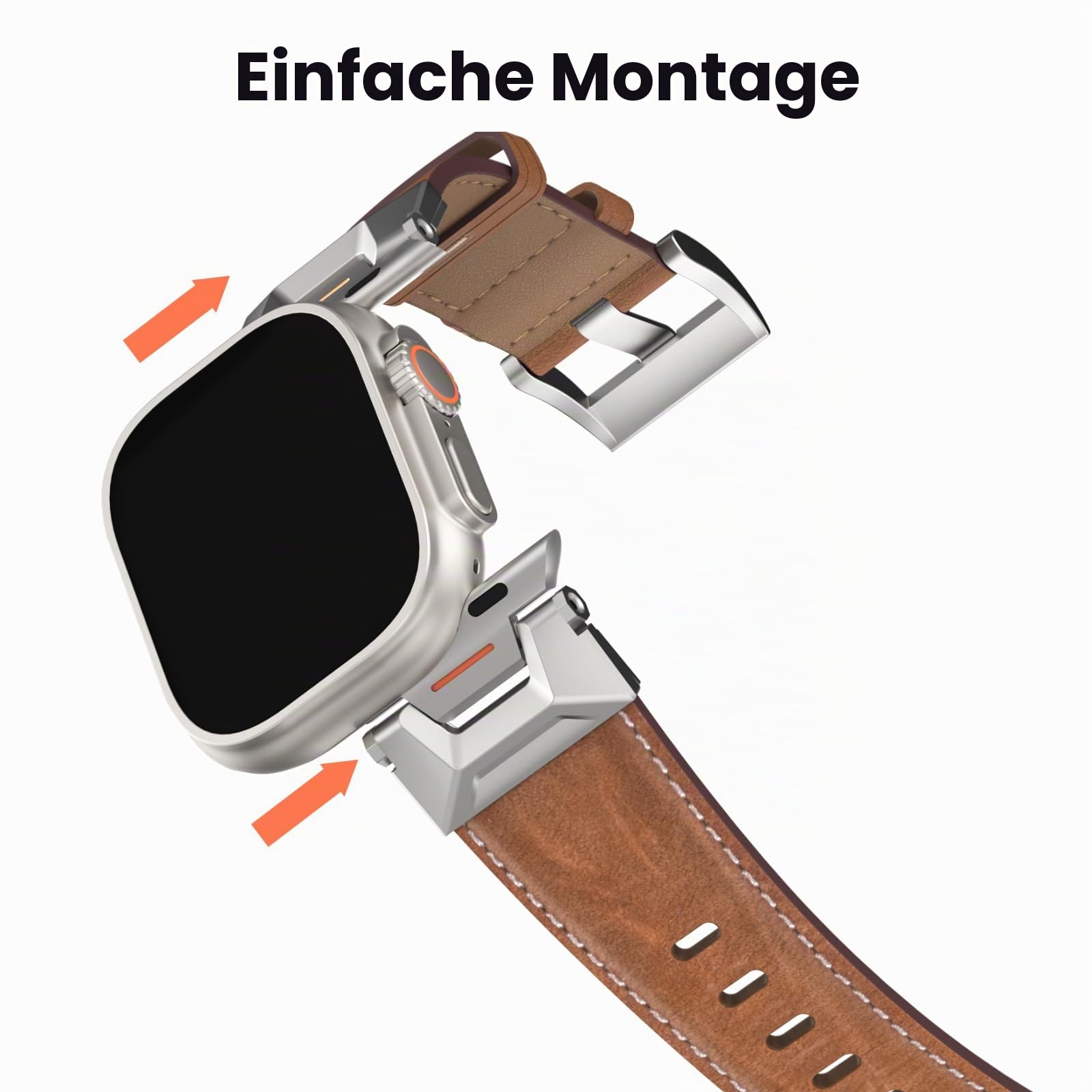Lederarmband kompatibel für Apple Watch Ultra 3 Armband 49mm 46mm 45mm 44mm 42mm, Top Grain Echtes Leder Band mit Metallverbinder für iWatch Ultra 2/1 Series 11 10 9 8 7 6 5 4 3 SE