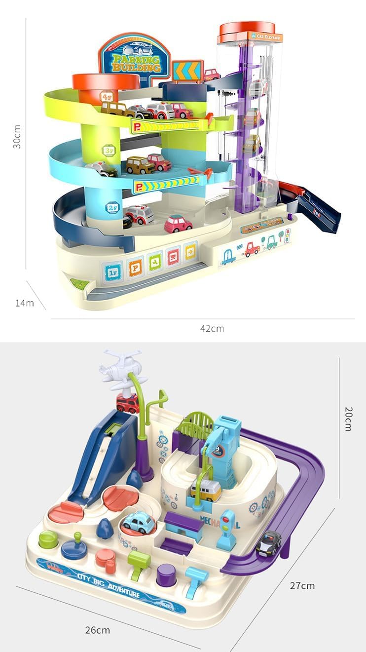 Samtop Car Adventure & Parking Building Toy Set with Music and Light & Parking Garage Playset Kids Parking Garage Race Car Ramp Track Toys (Car Adventure & Parking Building Toy Set) 2