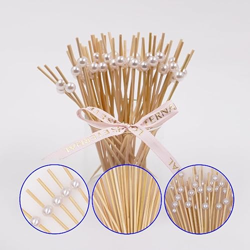 Miniatura 5 de YIPING 100 palillos de dientes en forma de flor, palillos circulares de cóctel de bambú, adecuados para pasteles de frutas, postres, aperitivos,