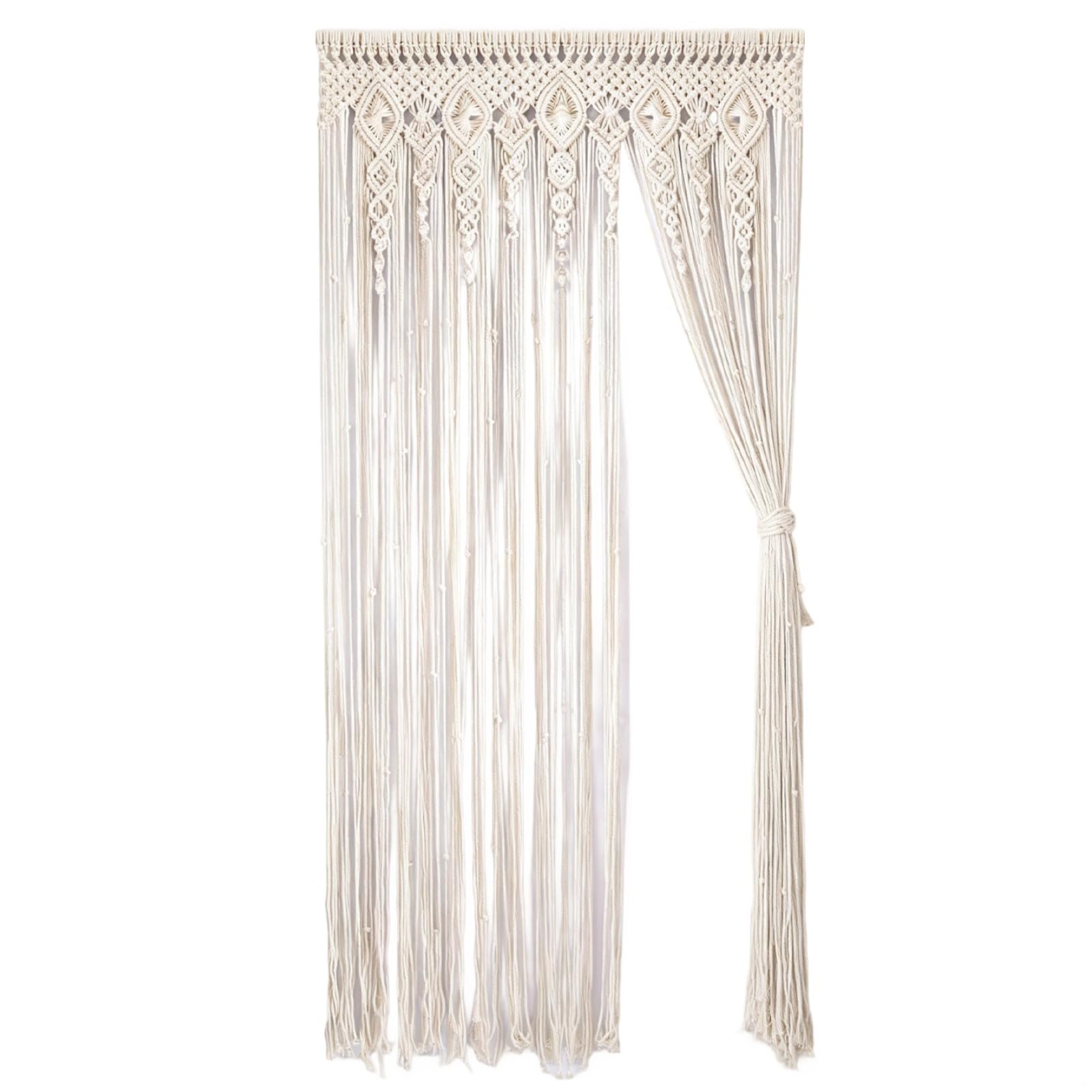 Rideau bohème en macramé en coton tissé à suspendre au mur - 90 x 180 cm - Pour porte, toile de fond de mariage et décoration d'intérieur