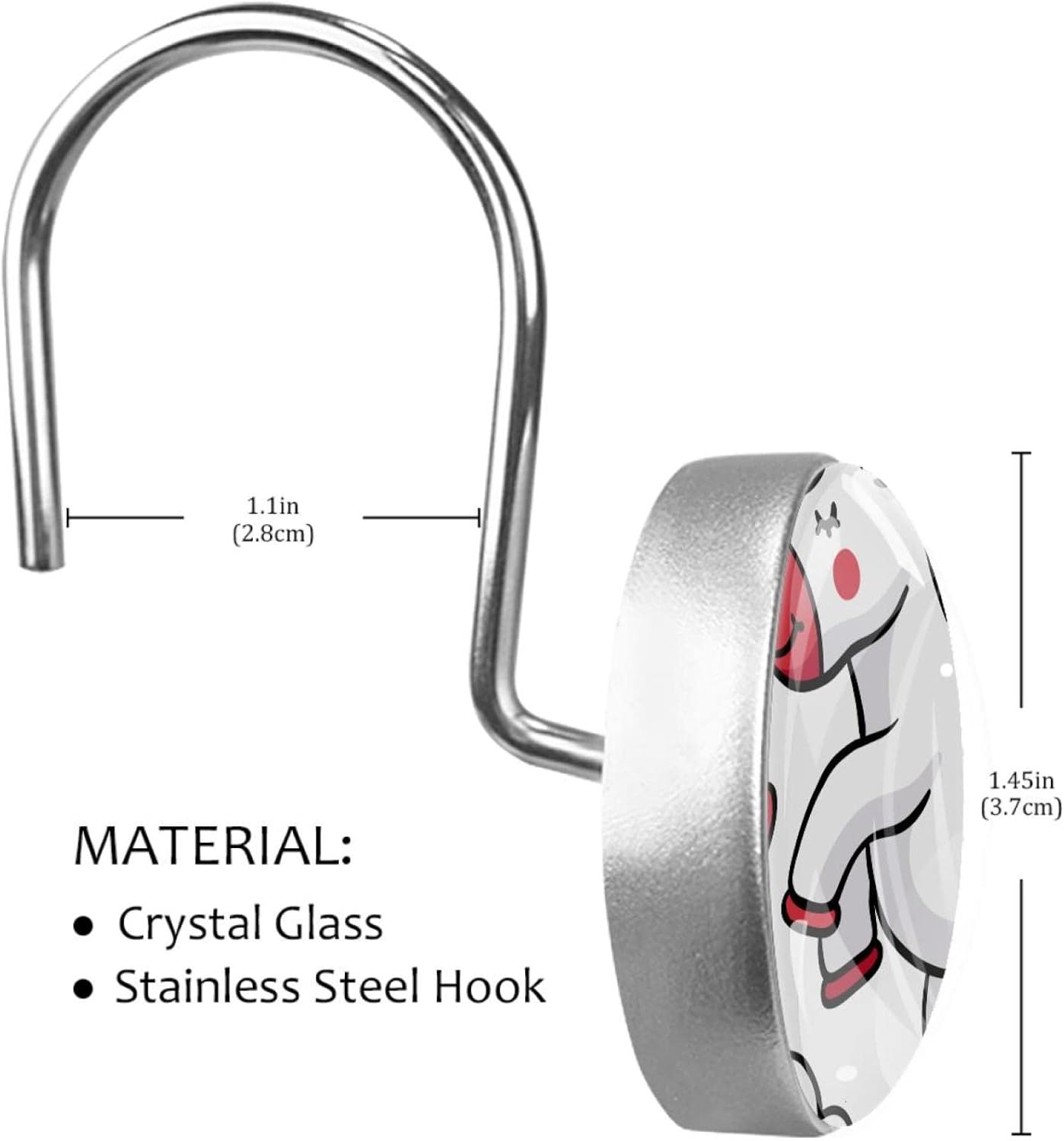 Shower Curtain Hooks Rings for Bathroom, Stainless Steel 12 Pcs Rust Resistant Decorative Shower Hooks for Shower Curtains, Unicorn Cartoon Pig Rainbow : Home & Kitchen