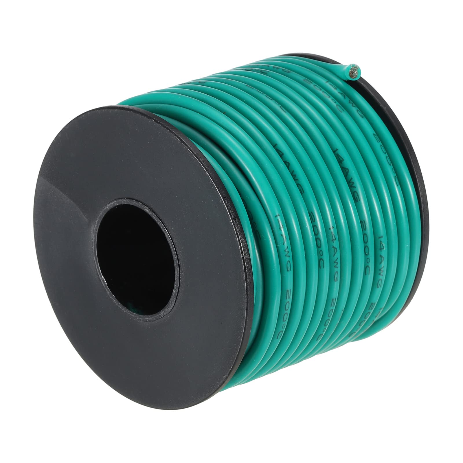 sourcing map 14 Gauge Silicone Wire 14AWG Stranded Wire High Temperature Hookup Tinned Copper 15m/50ft Green Spool for Model Wiring, DIY Wiring