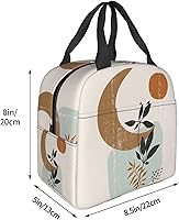 Vista 4 de VOOHDDY Bolsa de almuerzo aislada moderna abstracta bohemia minimalista para mujer, contenedor reutilizable para almuerzo, impermeable, portátil