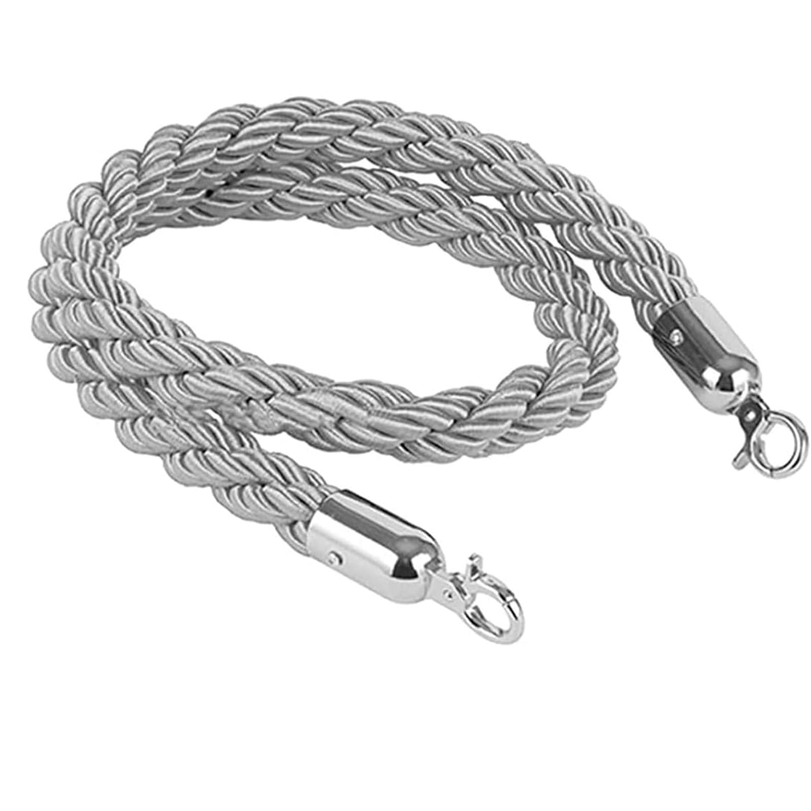 CAIFEXUE Queue Barrier Ropes with Silvery Hook,Stanchion Rope,Crowd Control Rope,Braided Hemp Rope for Queue Divider,Rope Safety Barrier 1/1.5/2M/Slivery/2M