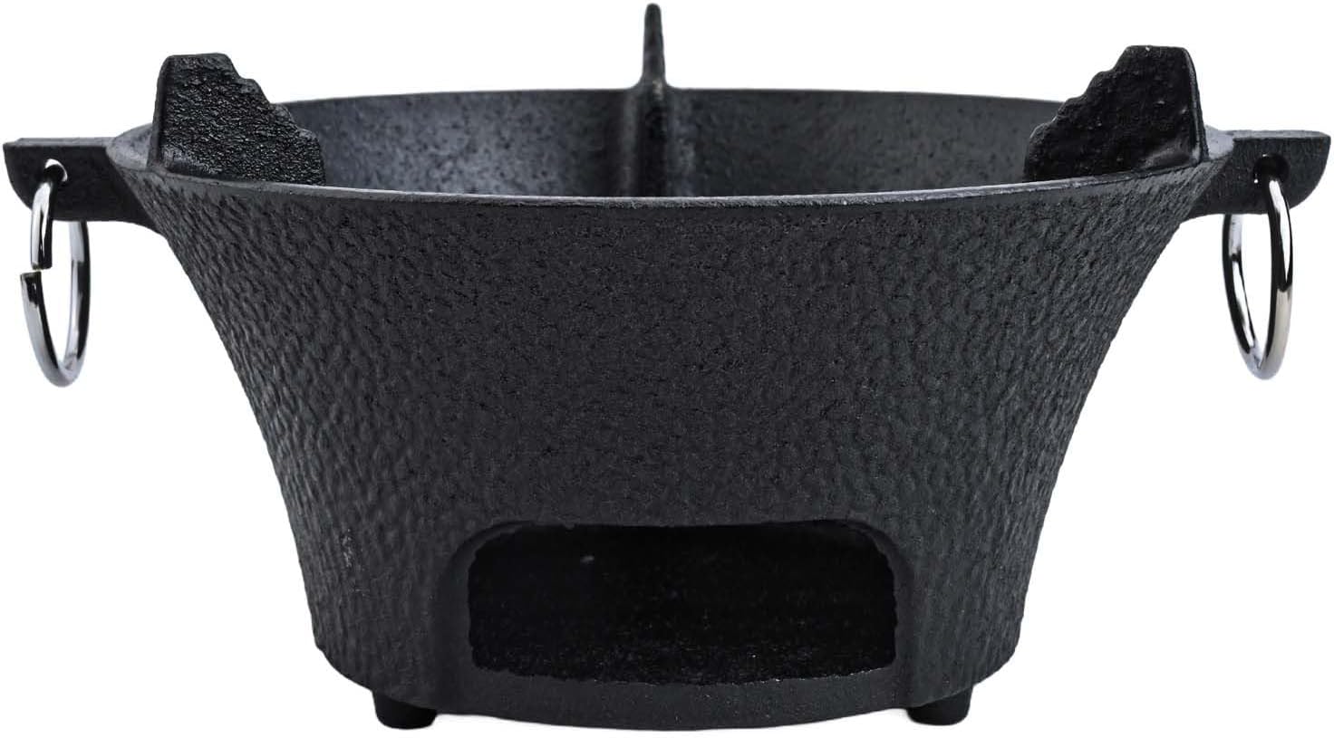 Cast Iron Charcoal Stove, 25.5 cm, for Korean Cooktop Japanese Barbecue Grill, Portable Outdoor Camping Cooker with Thickened Bottom, Black