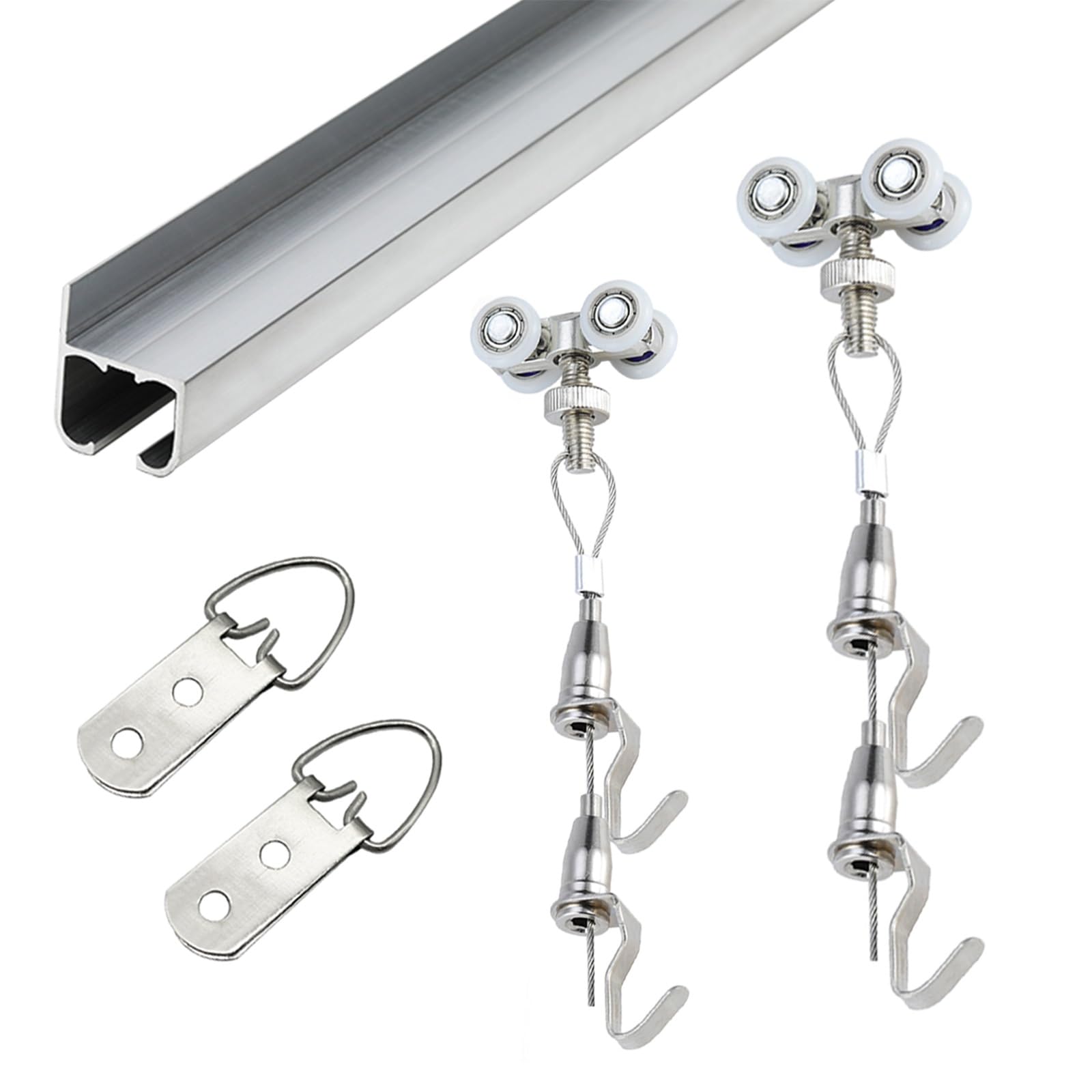 System montażu obrazów, srebrny aluminiowy zestaw do zawieszania dłut, wiele rozmiarów, zestaw 11 (2 m/6,6 stopy, 2,5 m/8,2 stopy)