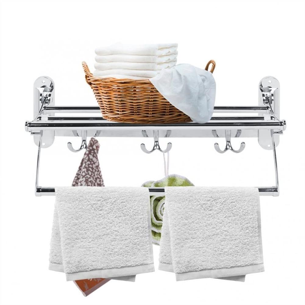 NPQPNAFC Shower Caddy Bathroom Shelf Stainless Steel Kitchen Folding with Hooks Towel Rack Bathroom Cosmetics Shampoo Conditioner Organi