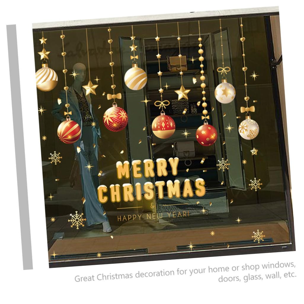 PRETYZOOM 20 Hojas Pegatinas Navideñas Pegatinas De Ventana De Bola Colgante Calcomanías Navideñas Para Ventanas Etiqueta De La Pared De Navidad Escaparate Pegatinas De Polivinilo