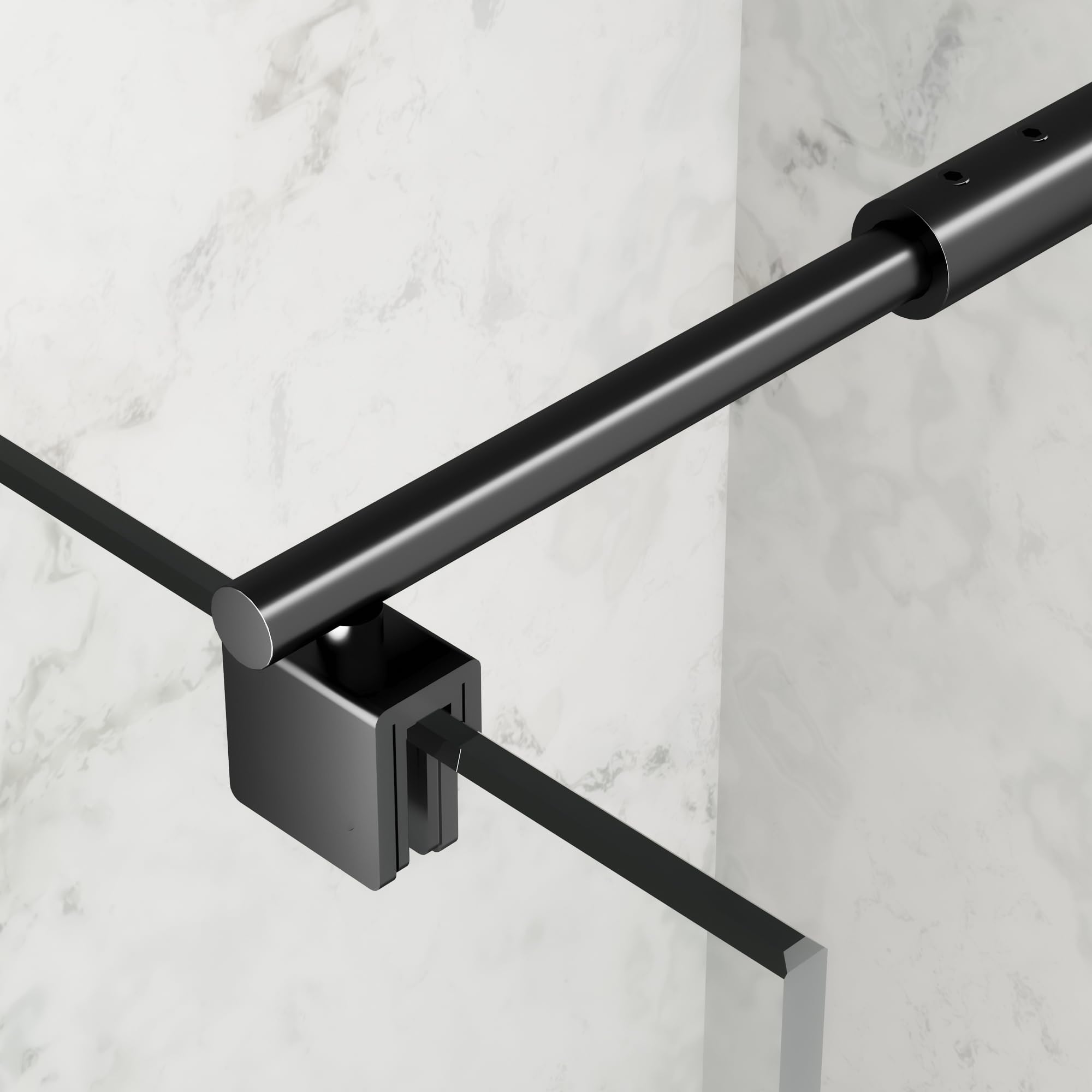 Boromal Barre de support pour paroi de douche - Stabilisateur rond pour verre 8-10 mm - Acier inoxydable 70-120cm, Noir