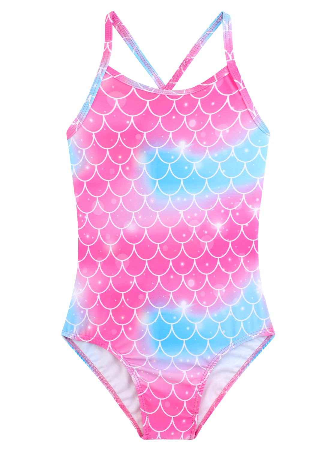 Girls One Piece Swimsuits Summer UPF 50+ Quick Dry Beach Bathing Suit Cross Shoulder Strap Swimwear 2-10 Years