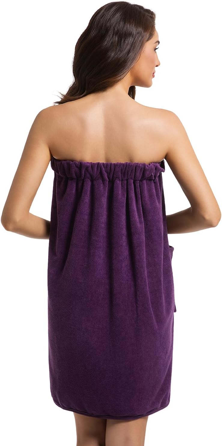 Womens Towel Wrap Bath Robe Lightweight Spa Body Wrap Shower Adjustable Snap Closure - Image 4