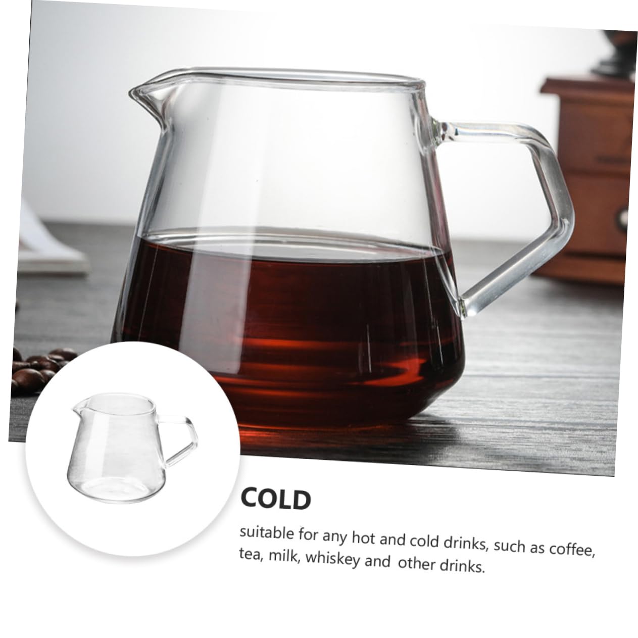 Garneck 650ml Glass Coffee Pot Coffee Beaker Beak Nozzle Heat Cold Resistant Teapot for Tea Milk Whiskey