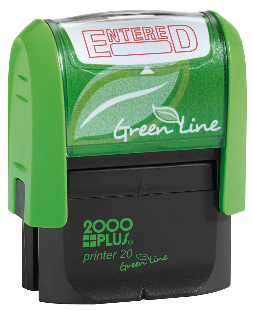 2000PLUS Green Line, Message Stamp, ENTERED, Pre-Ink, Red Ink (035348)