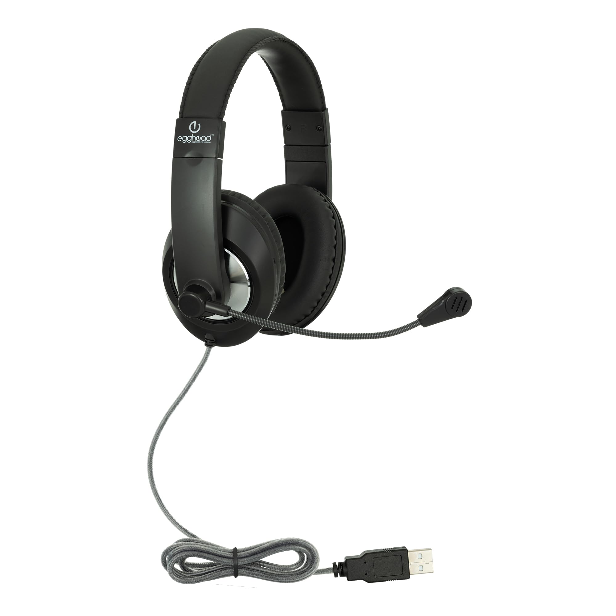 Casque audio multimédia USB Egghead avec micro pivotant et serre-tête réglable - 4