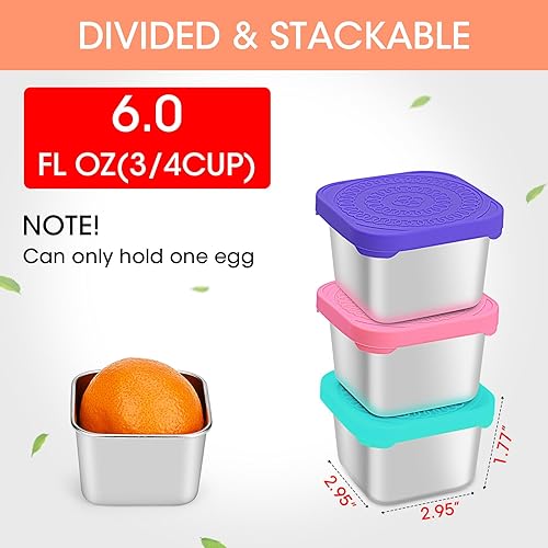 Miniatura 3 de Haldane 4Pack Stainless Steel Snack Containers for Kids, Metal Food Storage Containers With Lid Snack Cups for Toddlers, Easy Open Stackable Small