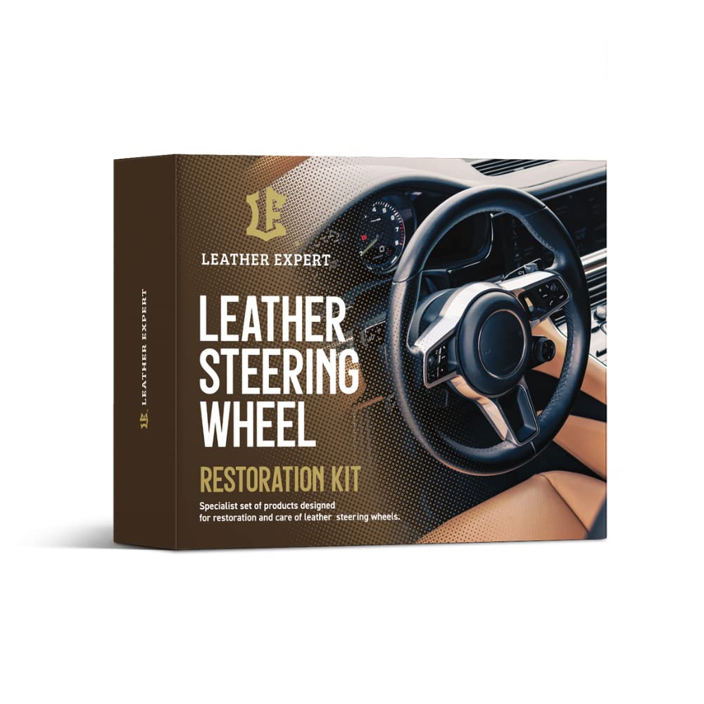 Set per la cura e la ristrutturazione del volante in pelle - Kit per la preparazione del volante in pelle per auto, per proprietari di auto – con colorante per pelle, vernice per pelle, detergente