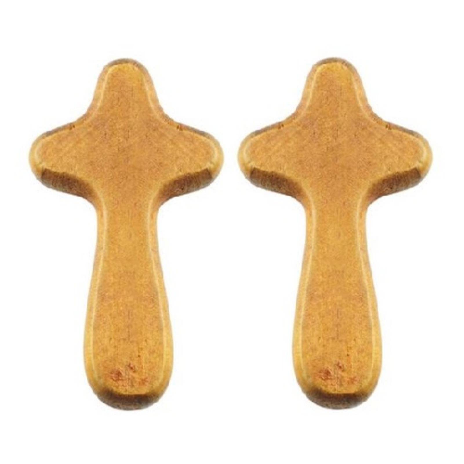 PW TOOLS 2 Comfort Cross, Small Wood Comfort Crosses, Pocket Holding Crosses, Handheld Cross Pocket Cross, Prayer Cross Religious for Kids and Adults