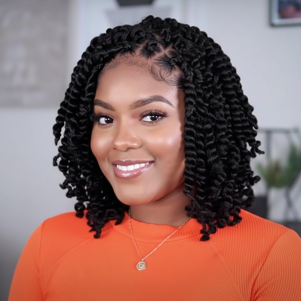 Fulcrum Passion Twist Crochet Hair 10 Inch, 8 Packs Pre Looped Passion Twist Hair, Pre-Twisted Passion Twist Crochet Hair For Black Women (10Inch (Pack of 8), 1B#)